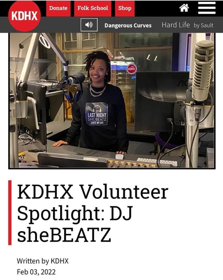 88.1 KDHX Volunteer Spotlight DJ sheBeatz She Healz LLC.
